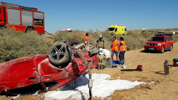Dos heridos en un accidente de tráfico en la N-211 en Caspe.