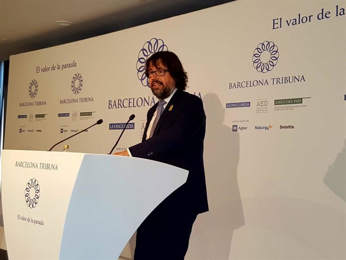 El presidente de FGC, Ricard Font, este lunes durante el almuerzo-coloquio 'FGC: comprometidos y preparados para el futuro'