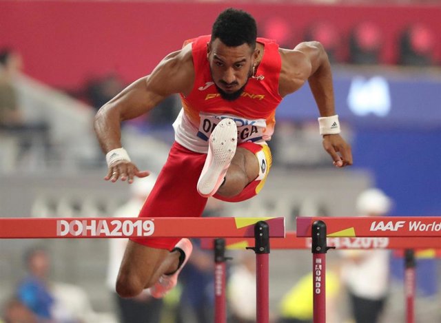 El atleta español Orlando Ortega durante su serie de los Mundiales de atletismo de Doha 2019