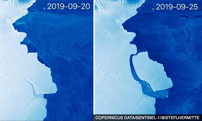 Un gran iceberg se desprende en la Antártida Oriental