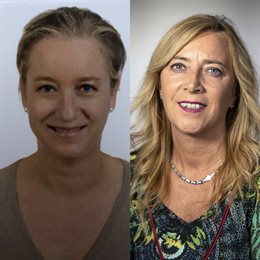 Pilar Sáenz directora general de Prestaciones y Farmacia - a la izquierda-  y Ana Sáez directora general de Diálogo Social - a la derecha-