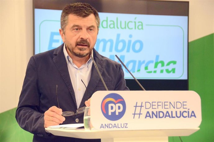 La vicesecretario general del Partido Popular de Andalucía, Toni Martín, en rueda de prensa. Foto de archivo