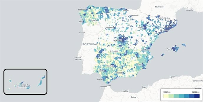 Renta per cápita en municipios de más de mil habitantes 2013-2017 (AEAT)