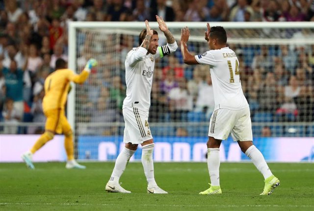 Sergio Ramos y Casemiro en el Real Madrid-Brujas de la Liga de Campeones