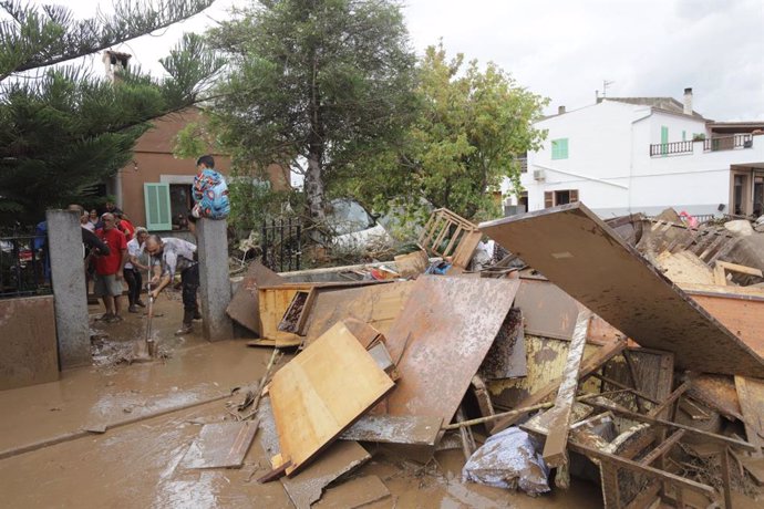 Daños causados en Sant Lloren (Mallorca) tras las inundaciones por las fuertes lluvias 