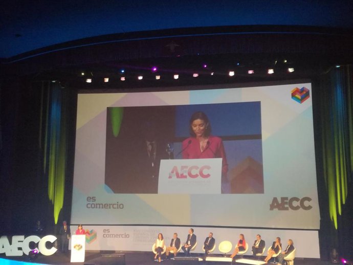 La ministra de Industria, Comercio y Turismo en funciones, Reyes Maroto, inaugura el XVII Congreso Español de Centros y Parques Comerciales.
