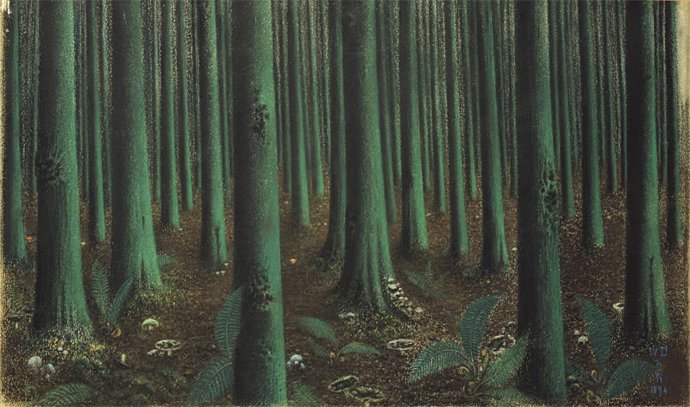 Pieza de William Degouve de Nuncques 'Intérieur de fort' 1894, en una exposición en la Fundación Mapfre