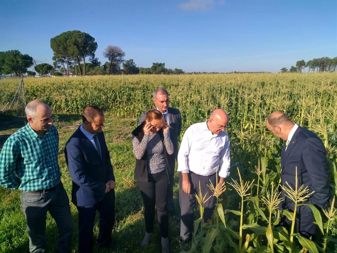 Carnero (2 d), durante su visita de hoy a la comarca de El Carracillo.