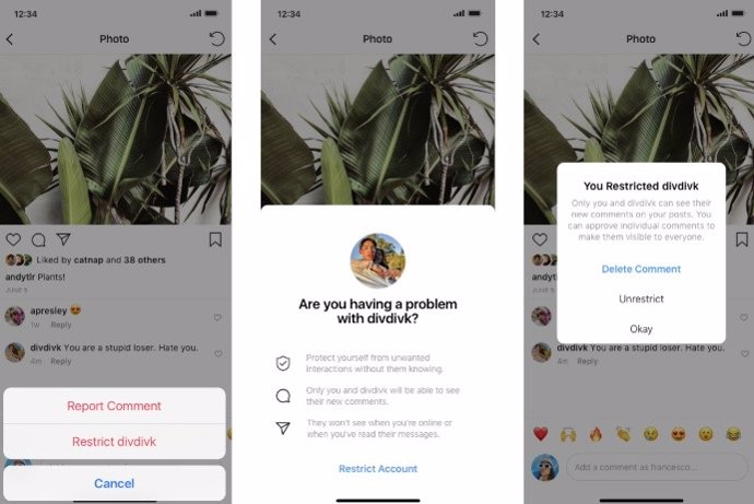 Instagram introduce la función de Restringir para acabar con el acoso en la red
