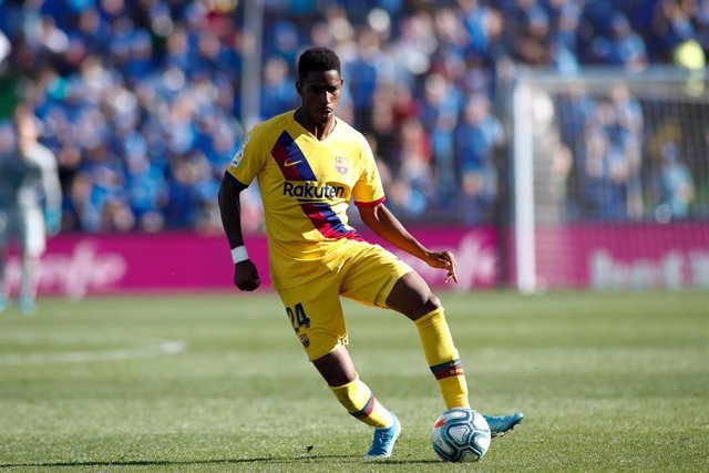Junior Firpo of FC Barcelona during the Spanish League (La Liga) football match played between Getafe CF and FC Barcelona at Butarque Stadium in Getafe, Madrid, Spain, on September 28, 2019.