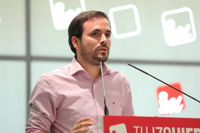 El coordinador general d'Esquerra Unida, Alberto Garzón, durant la celebració de l'Assamblea Política i Social d'IU.