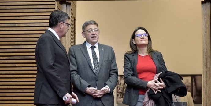 Morera, Puig y Oltra, en una imagen de archivo en Les Corts