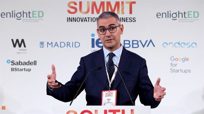El responsable de Client Solutions de BBVA, David Puente, durante la inauguración de South Summit.