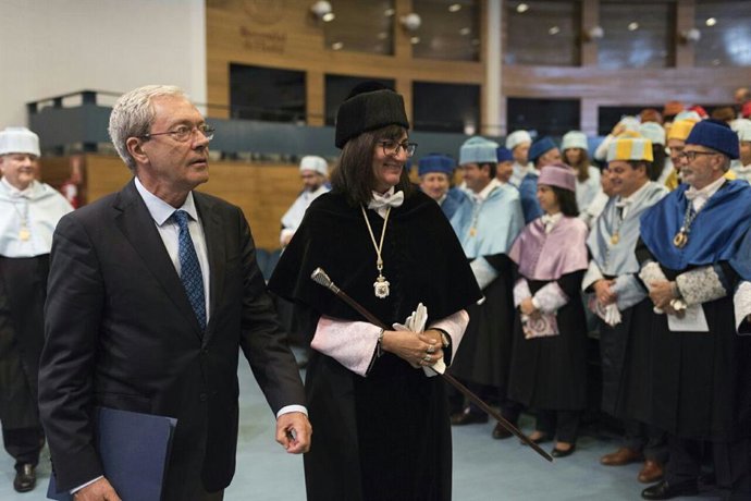 La rectora de la Universidad de Huelva, María Antonia Peña, en el acto de apertura del nuevo curso académico.