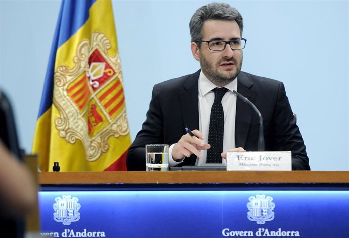 El ministro portavoz, ric Jover, durante la rueda de prensa posterior al Consejo de Ministros de Andorra.