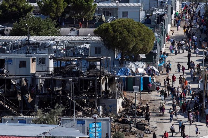 Campo de migrantes de Moria, en la isla de Lesbos