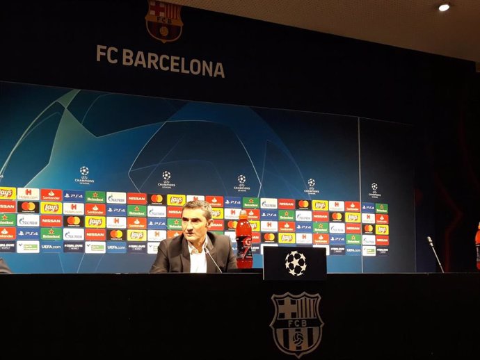 El entrenador del FC Barcelona, Ernesto Valverde, en rueda de prensa tras el partido contra el Inter de Milán