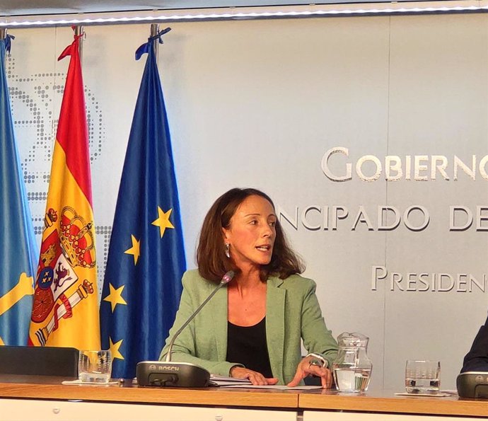 La portavoz del Gobierno asturiano, Melania Álvarez, en rueda de prensa