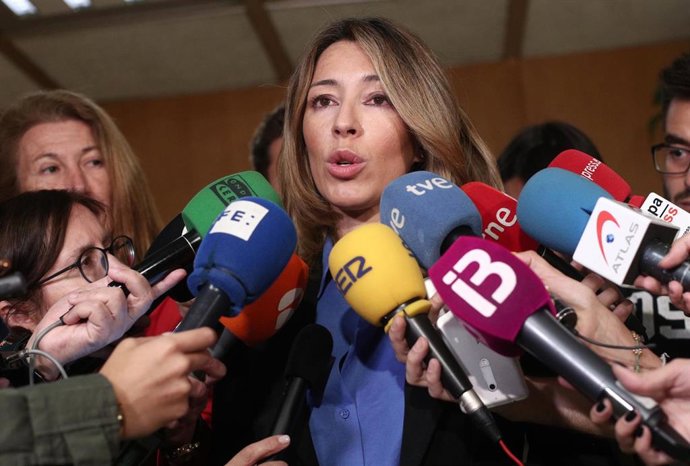 La secretaria de Estado de Comercio, Xiana Méndez da declaraciones a los medios de comunicación al finalizar la reunión de la Comisión Interministerial de Turismo presidida por la ministra de Industria y Turismo en funciones, Reyes Maroto, en el Ministe