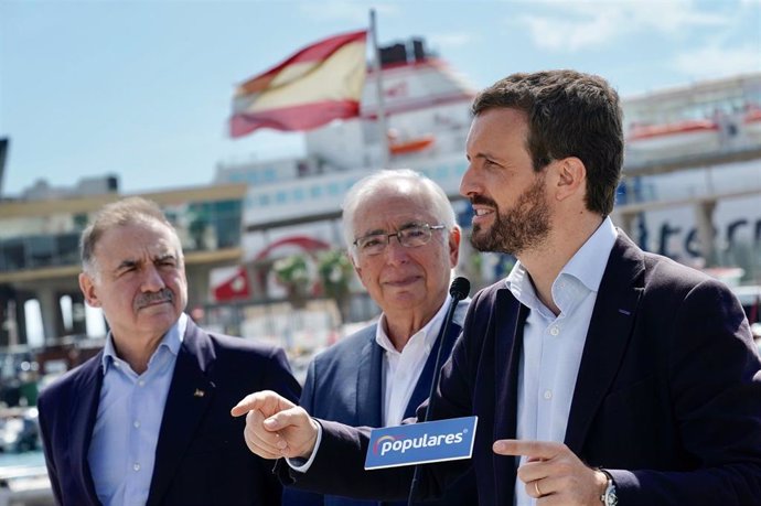 El presidente del PP, Pablo Casado, en un acto público en Melilla
