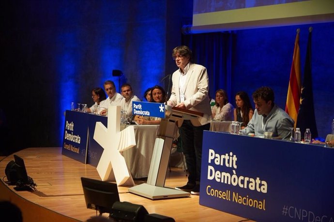 Carles Puigdemont, en un acto del PDeCAT 