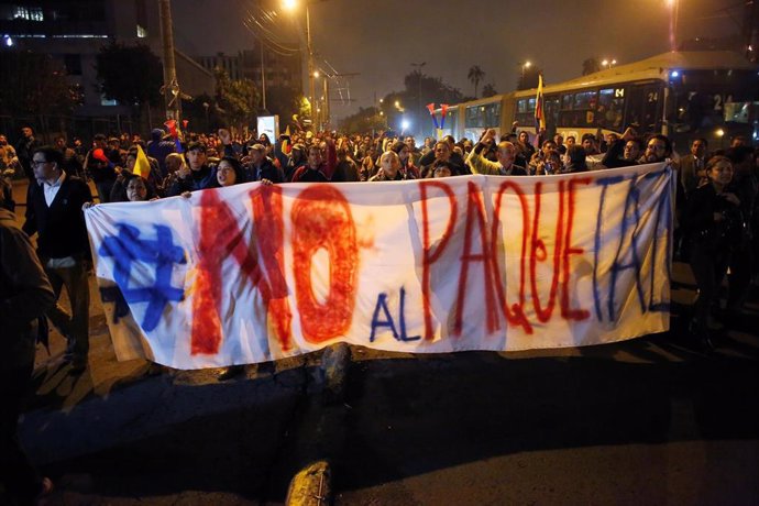 Protestas contra las reformas económicas en Quito
