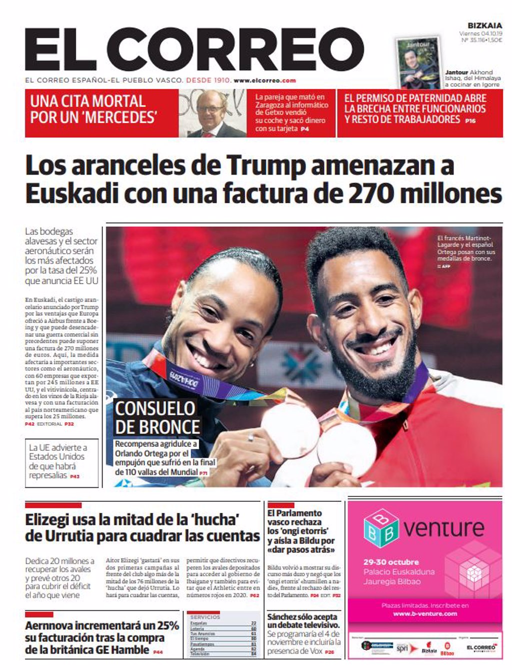 Las Portadas De Los Periódicos Del Viernes 4 De Octubre De 2019