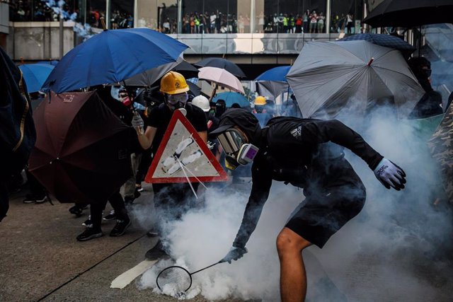 Manifestantes en las protestas de Hong Kong