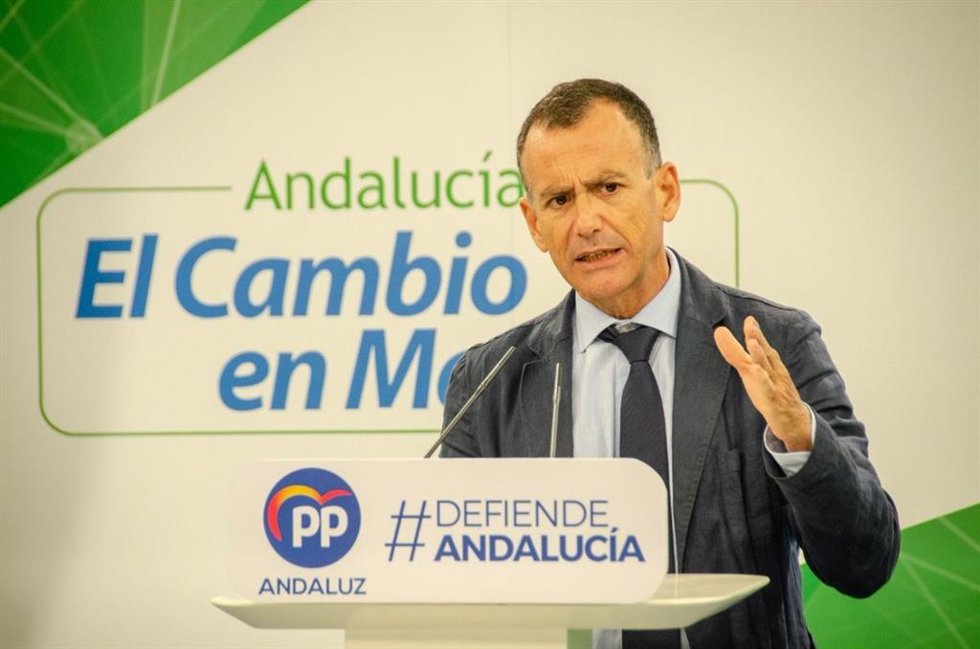 El vicesecretario de sectores productivos del PP-A, Pablo Venzal, en rueda de prensa.