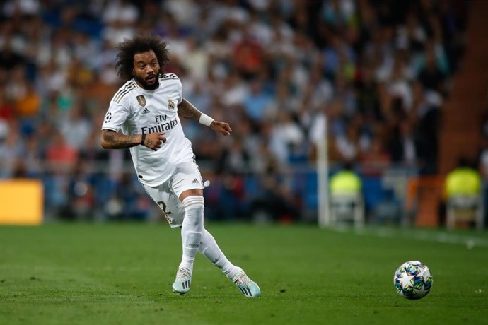 Marcelo jugando con el Real Madrid ante el Brujas