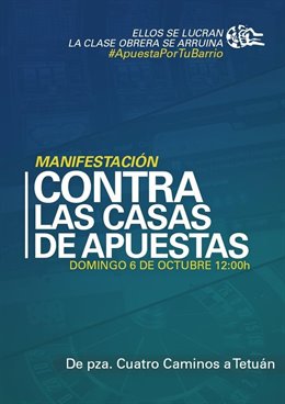 Cartel de la manifestación contra las casas de puestas