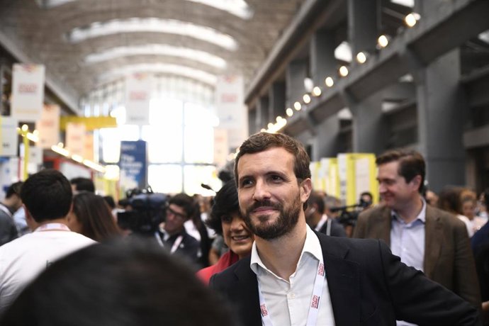 El presidente del PP, Pablo Casado, visita la plataforma global de innovación South Summit Madrid 2019, durante la primera jornada, en Madrid (España), a 2 de octubre de 2019.