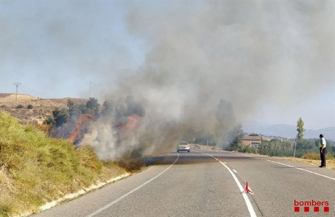 Incendio en el margen de la C-12