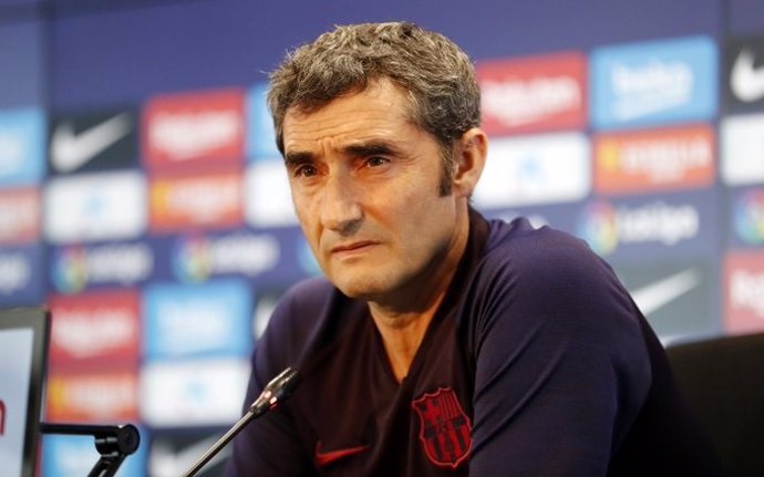 L'entrenador del FC Barcelona, Ernesto Valverde, en roda de premsa