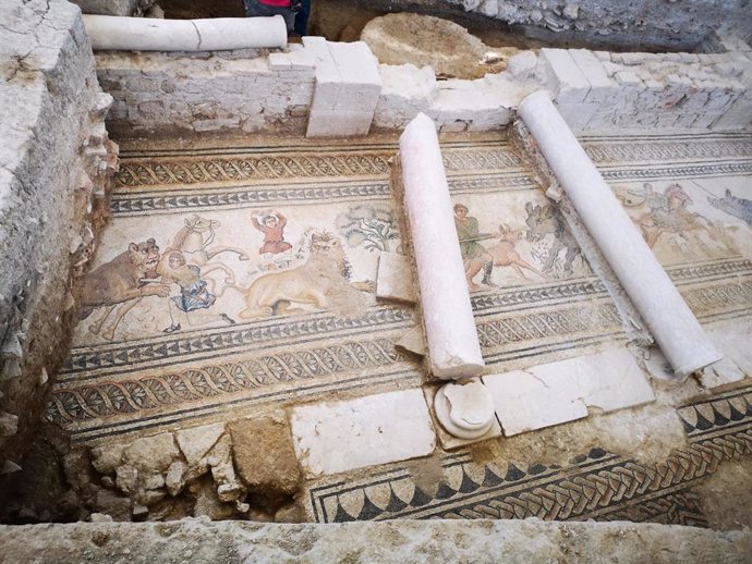 Mosaico descubierto en la Villa Romana de Salar