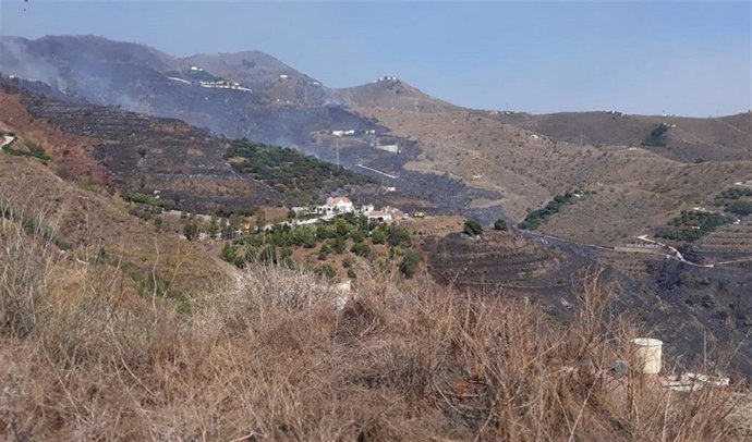 Zona del incendio en Almuñécar