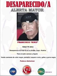Se cumple un mes de la desaparición del hombre de 70 años en La Antilla (Huelva)