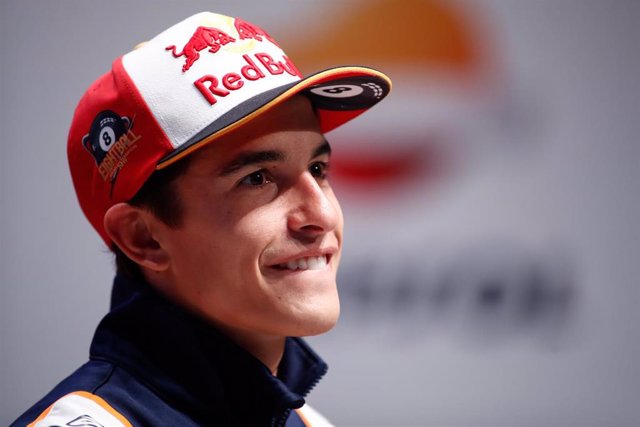 Marc Marquez of Spain and Repsol Honda Team during the press conference after winning the MotoGP World Champion title at Repsol Campus in Madrid, Spain, on October 08, 2019.