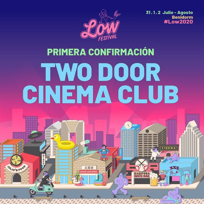 Cartel anunciador del Low Festival con Two Door Cinema Club ya confirmados para el verano de 2020.