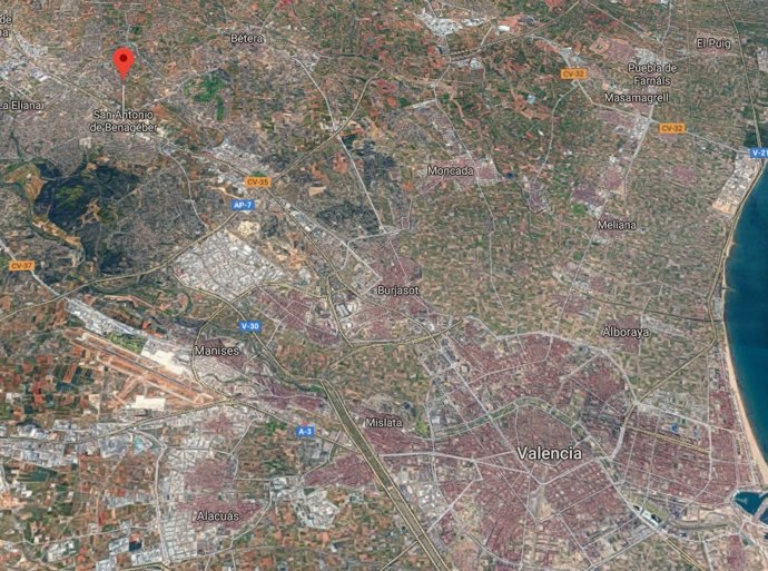Localización de San Antonio de Benagéber (Valencia)