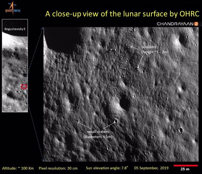 India publica imágenes de 30 cm./píxel tomadas por su orbitador lunar 