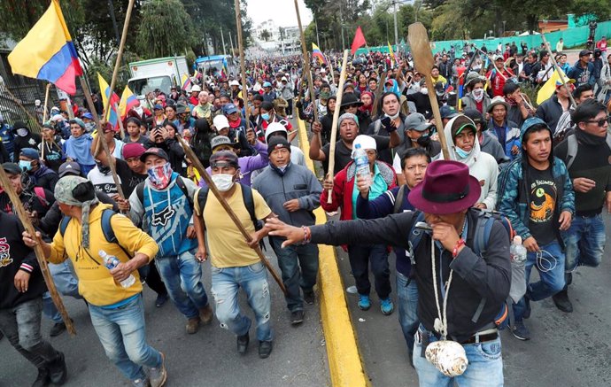 La marcha indígena llega a Quito para continuar las protestas contra el Gobierno de Lenín Moreno