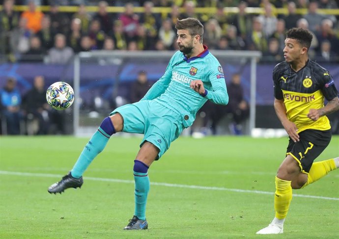 Gerard Piqué en un partido de Champions esta temporada