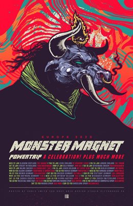 Cartel de la gira especial de Monster Magnet, que actuará en Santiago en febrero de 2020