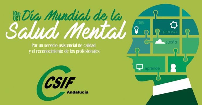Cartel elaborado por CSIF Andalucía con motivo del Día Mundial de la Salud Mental, el 10 de octubre.