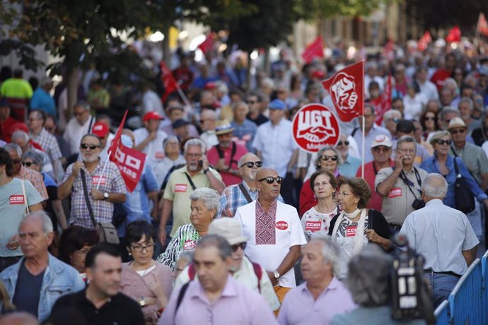 Manifestación en Madrid de pensionistas con motivo del Día Internacional de las Personas Mayores en 2018.