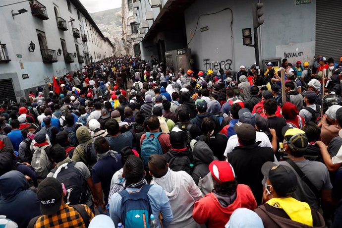 Marcha indígena por Quito contra el Gobierno de Lenín Moreno