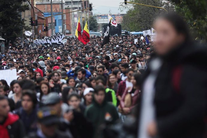 Protesta de estudiantes en Colombia.