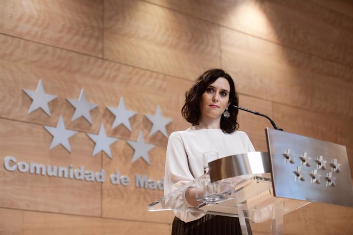 Isabel Díaz Ayuso en rueda de prensa tras el Consejo de Gobierno de la Comunidad de Madrid