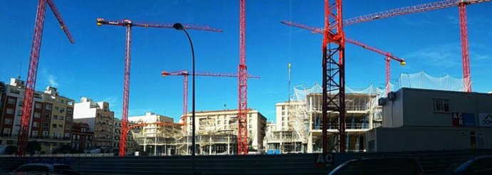 Obras en la ubicación del Taller de Artillería demolido de Madrid